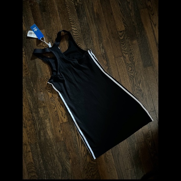 NWT ADIDAS 3-Stripes BLACK Racerback Tennis Golf TANK DRESS S - Picture 2 of 4